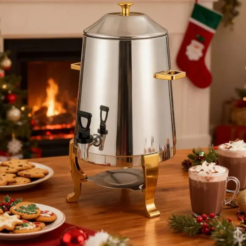 

13L Hot Beverage Dispenser, Stainless Steel Coffee Urn Chafer w/Two Heating Methods, for Parties Event Buffet Catering