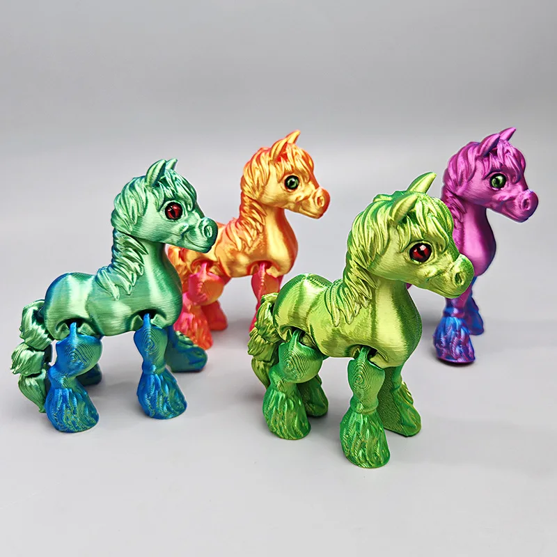 Jouet de poney arc-en-ciel soleil imprimé en 3D, Simulation créative, Joints de queue de poney colorés, figurine mobile, décoration de maison, cadeau pour enfants, nouvelle collection