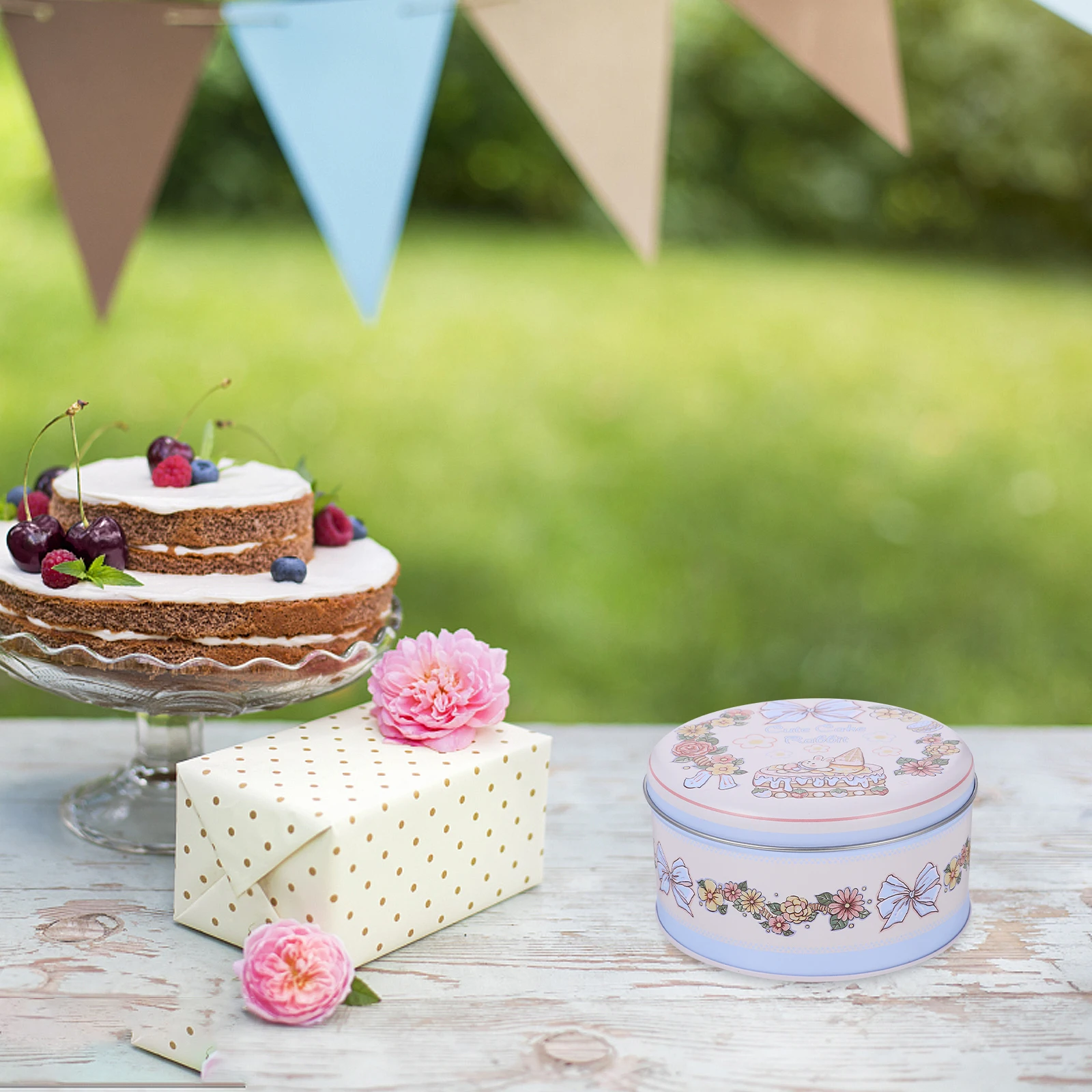 

Cute Christmas Cookie Tin Packaging Iron Holiday Biscuit Round Candy Container Festival Treats Portable Tinplate Boxes For Kids