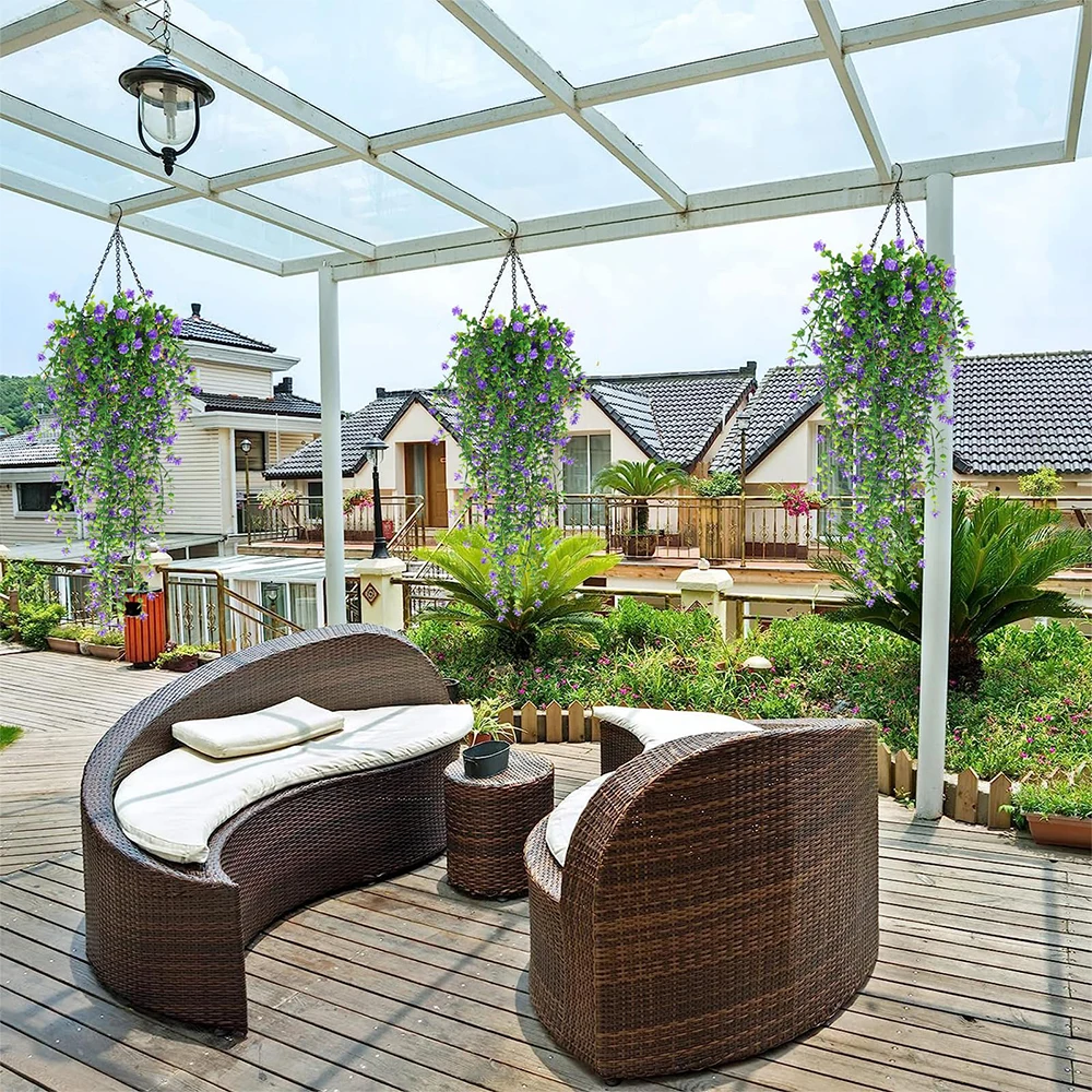 نبات اصطناعي فو الأوكالبتوس معلقة الكرمة مقاومة للأشعة فوق البنفسجية الأمهات وهمية للخارجية حديقة جدار ديكور غرفة المنزل الزفاف الديكور #5