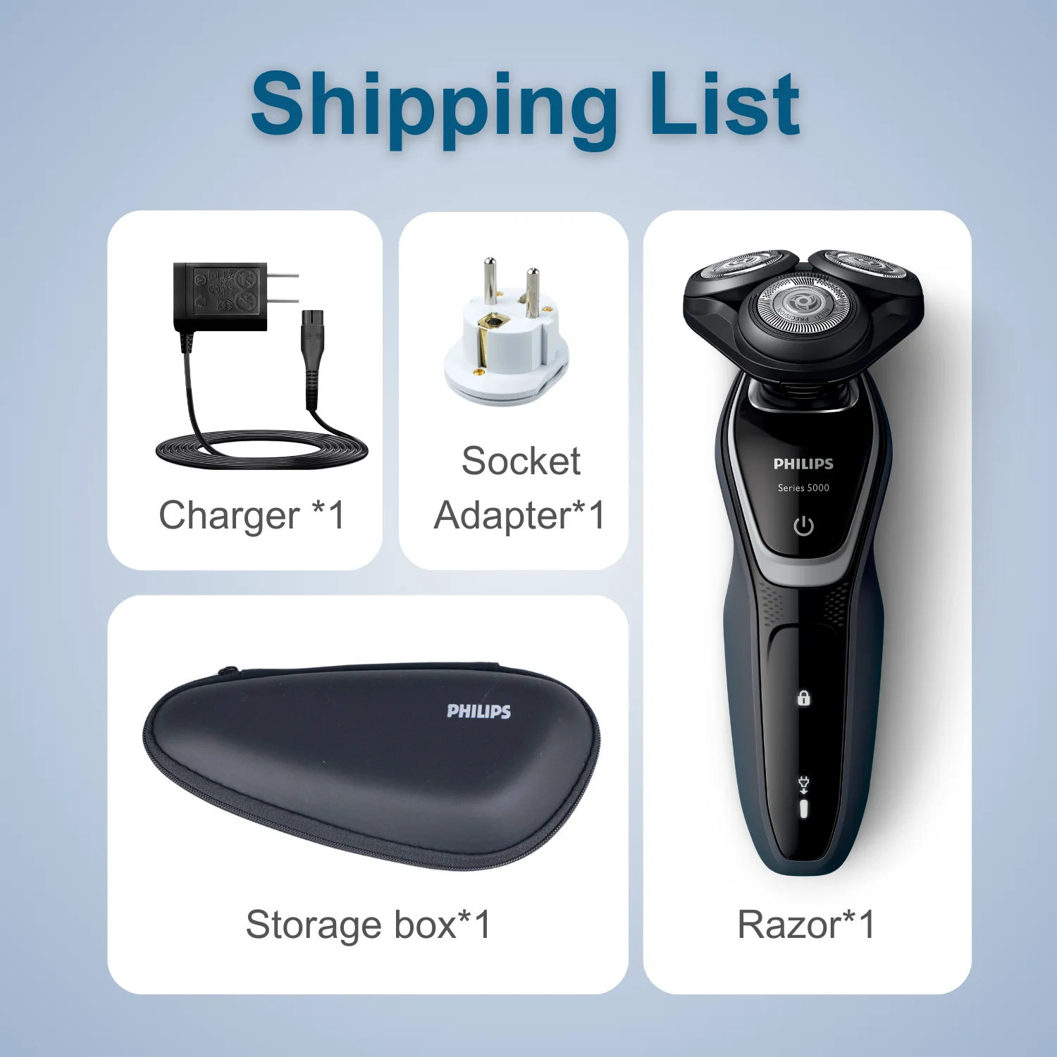 Philips Norelco Razor Shaver  series 5000 S5210, Wet & Dry, No original packaging, Quick Charge,  MultiPrecision Blade System