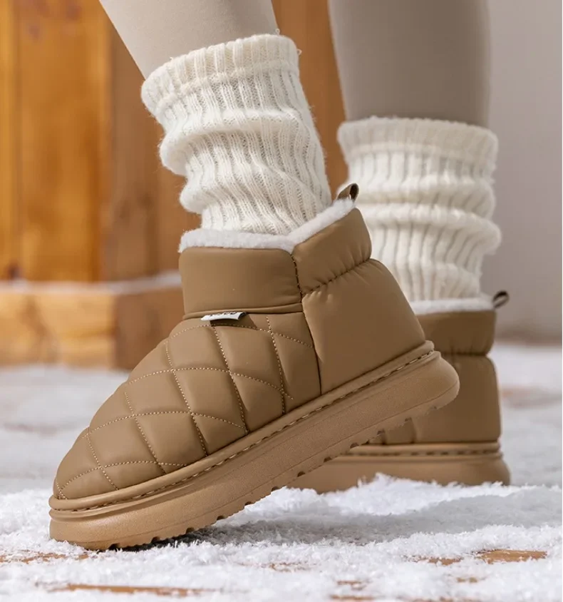 Winterfleece-gefütterte Hausschuhe, rutschfest, dicke gepolsterte Sohle, gemütlich warm, für Männer und Frauen, für den Innenbereich, mit Fersenumwicklung für Küche und Bad. – Detail 7