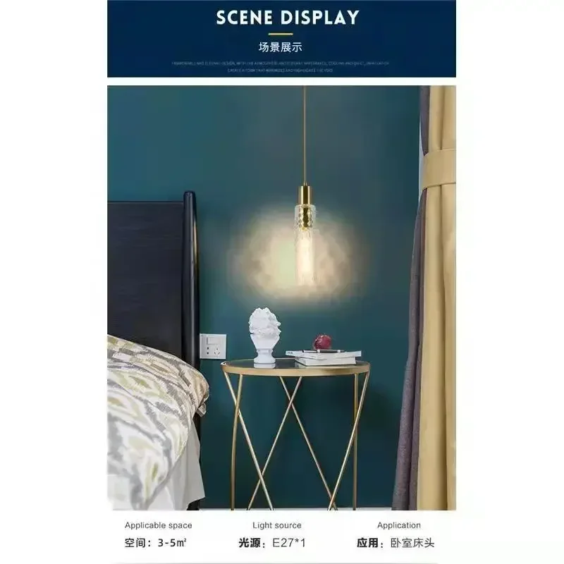 

Light Luxury Modern Minimalist Pendant Light - Full-Copper Long Tube Design for Bar Counter & TV Wall