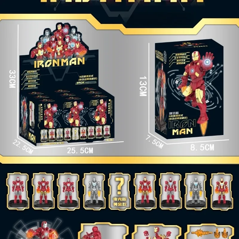 Caja ciega personalizada de dibujos animados de Marvel, juguetes periféricos de películas de Iron Man, decoración de adorno, regalo de cumpleaños para niños