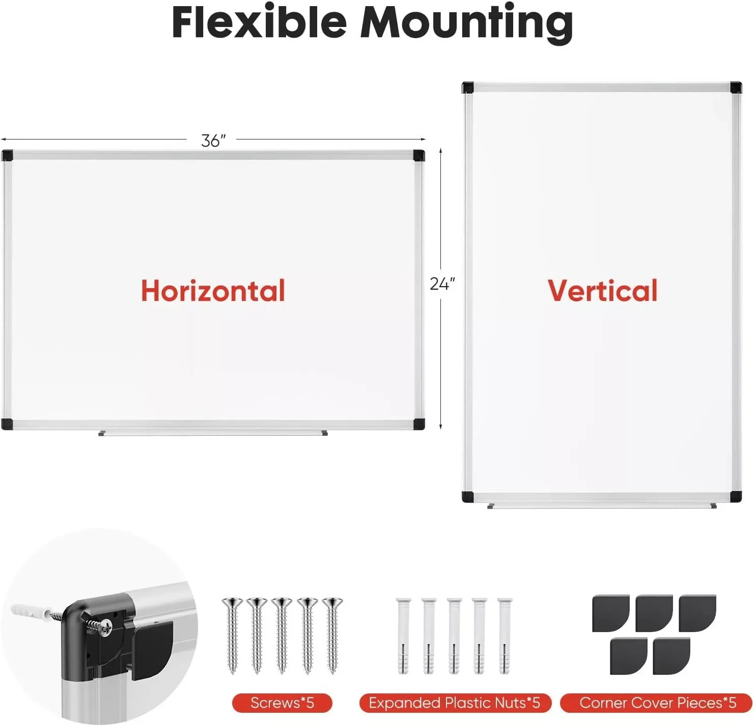 Placa magnética seca de 36 x 24 polegadas para apagar quadro branco para escritório em casa e escola