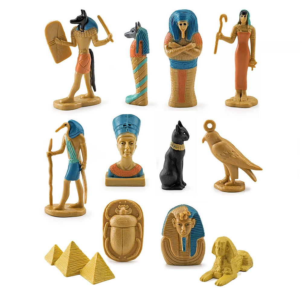 12pcs Mini Plastic Ancient Egypt Civilization Accessories Figures Sphinx Pyramid Figurine Educational Toys Home Decor For Kids