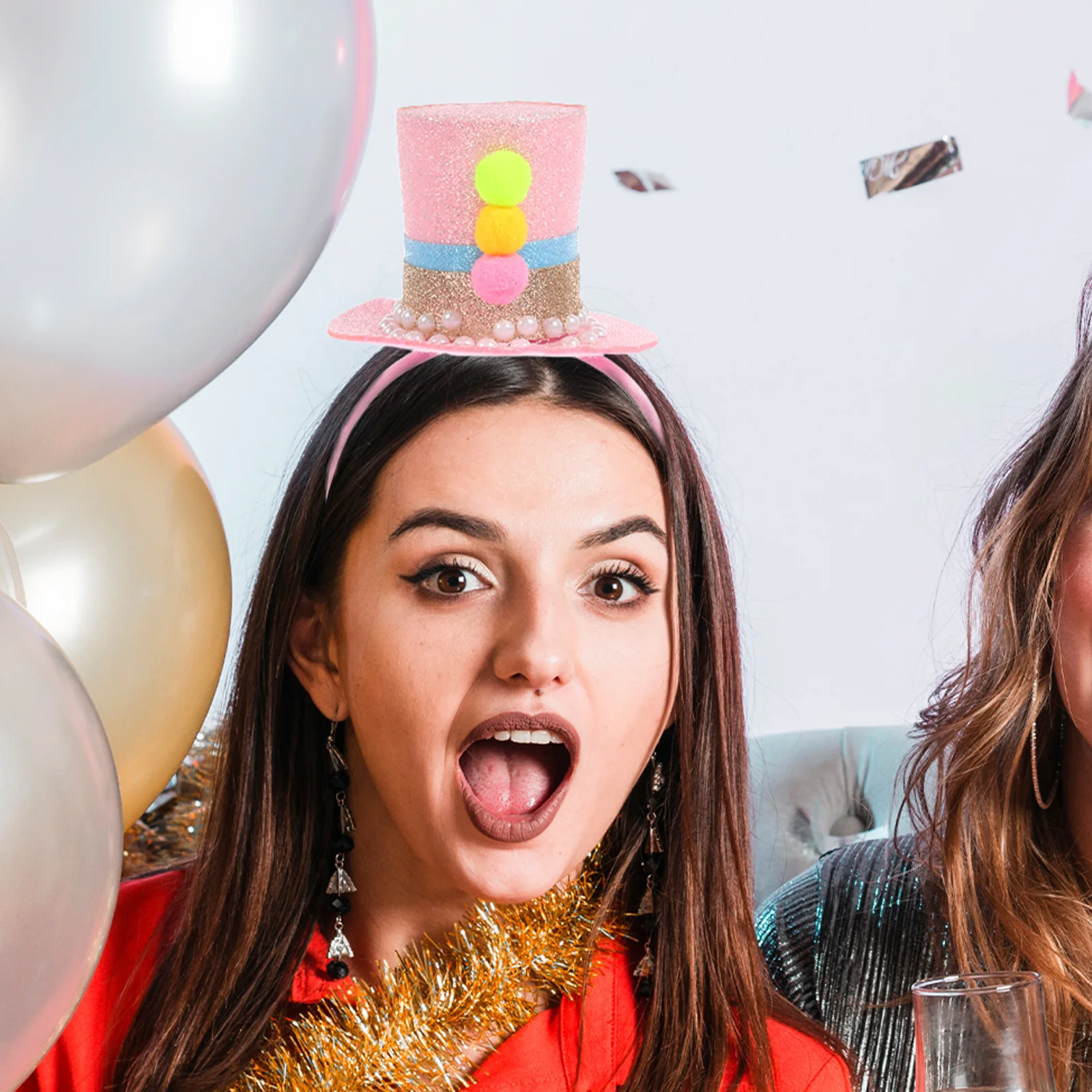 

Small Gift Hat Headband Shiny Sparkle Design Comfortable For Birthday Party Wedding Tea Carnival Halloween Mini