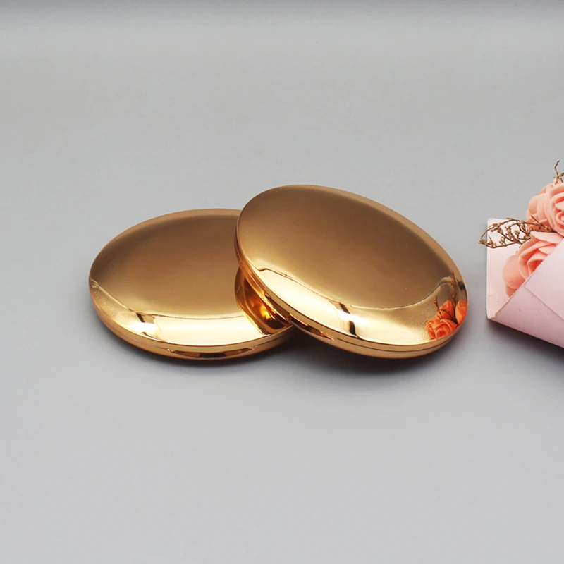 DIY Oval Gold Eyeshadow Powder Compact Makeup Highlighs Package Blusher Container Lipstick Case Concealer Package Mirror