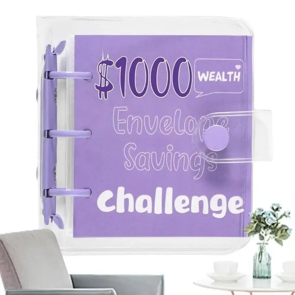 MINI ประหยัดเงิน Binder $150/300/500/1000 PVC Savings Challenges Book ทนทานสีสันซองจดหมาย Savings Challenge ประหยัดเงิน