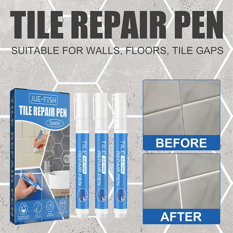 3pcs Waterproof Tile Marker Grout Pen Wall Seam Pen For Tiles Floor Bathroom Decontamination Seam Repair Tools