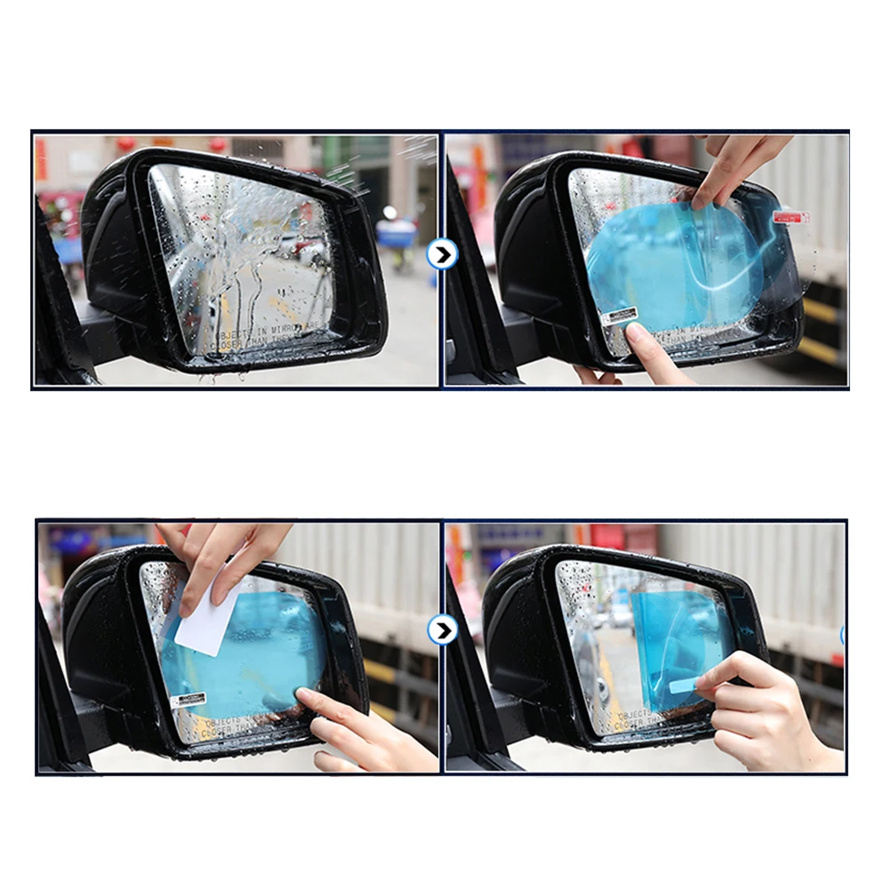 Universal Car Side Interior Rearview Mirror Anti-Glare Film Rainproof Wing Rear View Glass Protective Sticker Auto Accessories