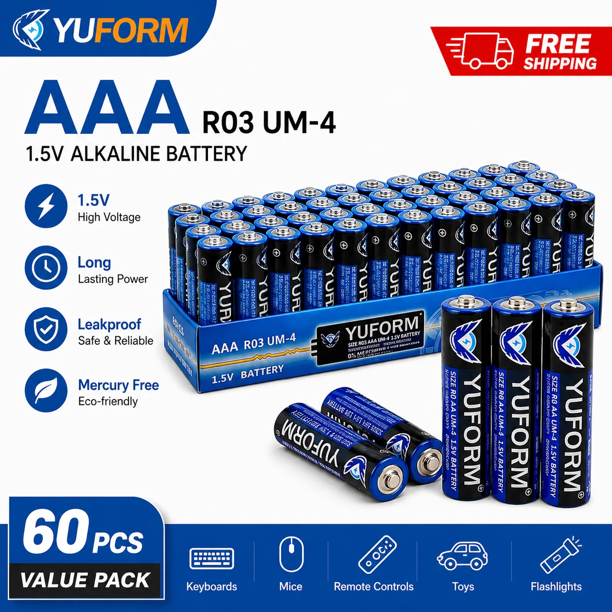 

1.5V AA Battery Disposable Dry Batteries High Capacity LR6 Cells for Remote Control, Wireless Mouse, Keyboard, Toy, 4-60PCS