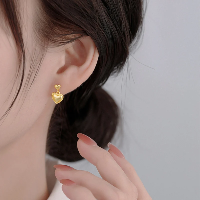 Mewanry Gold Color LoveHeart Drop Earrings For Women Girl Prevent Allergy Classic Fashion Simple Elegant Engagement Jewelry Gift