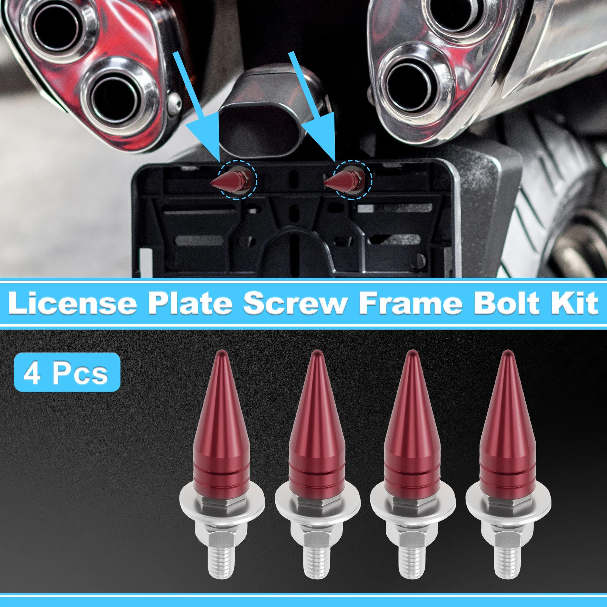 

Motoforti Universal Motorcycle M6 License Plate Screws Cover Anti Theft License Plate Screw Frame Bolt Kit Aluminum Alloy 4 Pcs