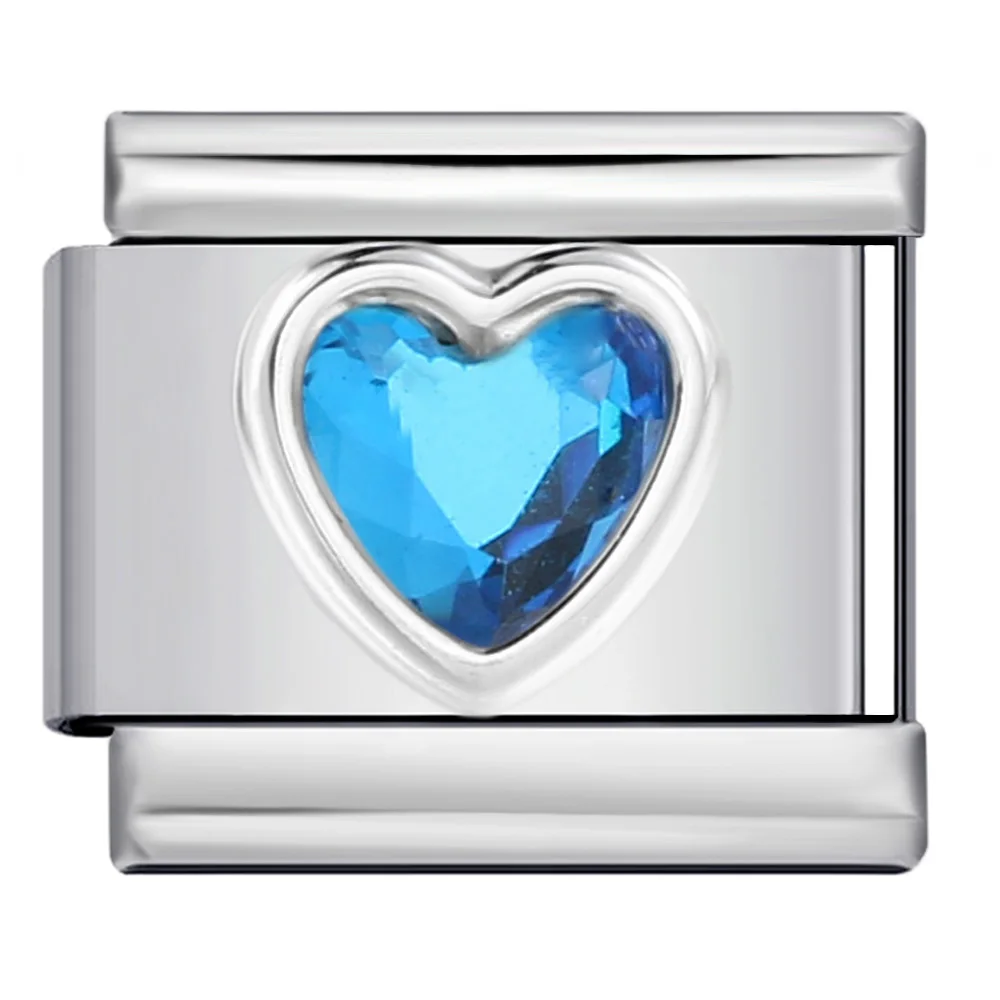 Charm-Armreifen mit italienischen Gliedern, passend für 9mm Edelstahl, Schmuck für Damen und Herren, DIY-Herstellung, blaue Serie, Herz, runde Augen, Armband, Geschenk – Detail 3