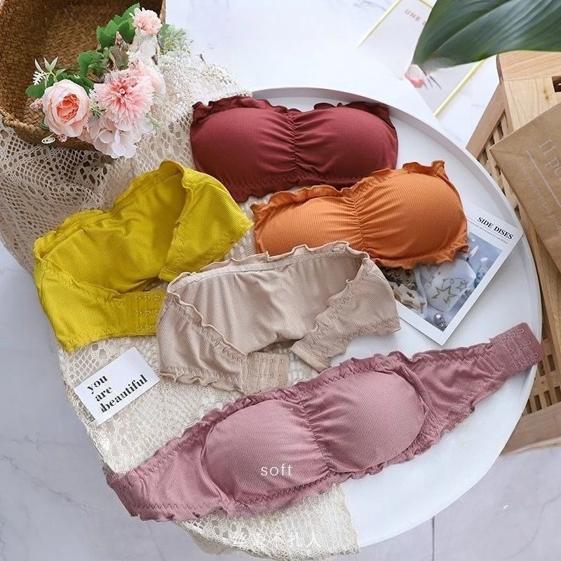 บราไร้สายแบบลูกไม้สำหรับผู้หญิง เซ็กซี่ ทูปท็อป บราเล็ตแบบดันทรง มองไม่เห็น ไร้รอยต่อ ชุดชั้นใน ชุดนอนฤดูร้อน ผ้าพันหน้าอก ครอปท็อป