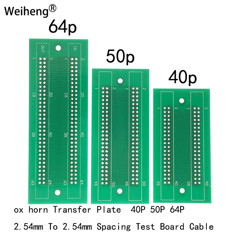 Placa de transferência do chifre do boi da fibra de vidro, placa espaçando do teste, cabo, 40P, 50P, 64P, 2.54mm, 10 PCes