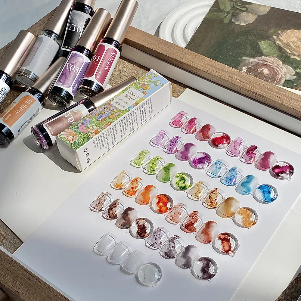 Moda 12 pezzi colore acqua per unghie Halo colorante inchiostro per marmo set di smalti per unghie fai da te a secco naturale fioritura gel colorante blocco nail art smalto gel