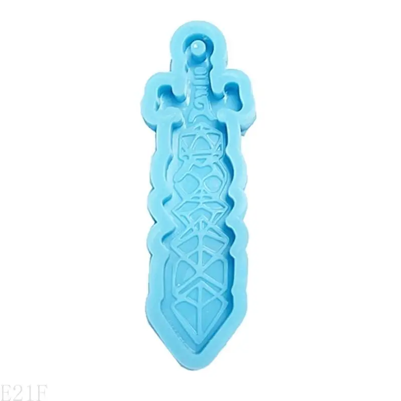 

E21F Shiny Silicone Resin Molds Sword Ornament Mold DIY Keychain Pendant Jewelry Epoxy Resin Crafting Molds