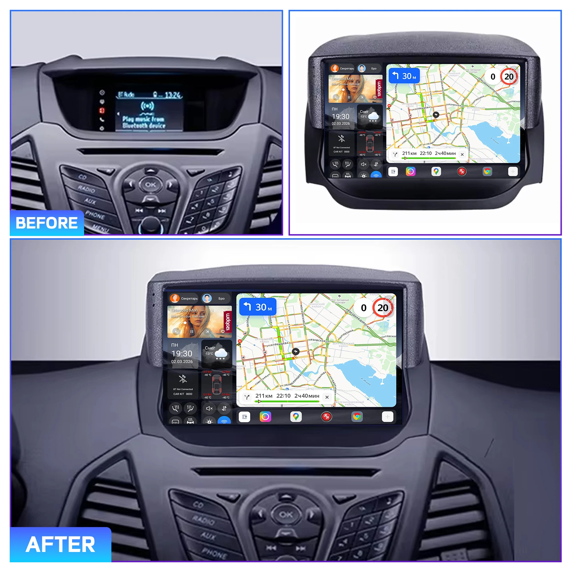 Redpower Katana 120W X 6CH Android Car Radio Player Screen for Ford EcoSport Eco Sport 2014 - 2018 CarPlay Bluetooth Hi-Fi