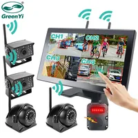 10 Inch Wireless Touch Screen AI Blind Spot Radar BSD Alarm DVR Recorder Monitor 4CH IR Camera For Truck/Trailer/Bus/RV/Pickups