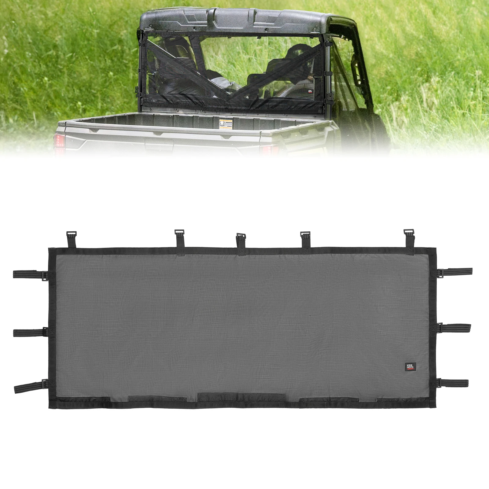 

KEMIMOTO UTV Rear Soft Window Net Mesh Compatible With Polaris Ranger XP 1000 / Ranger Crew XP 1000 2017-2024 Sun UV Protection