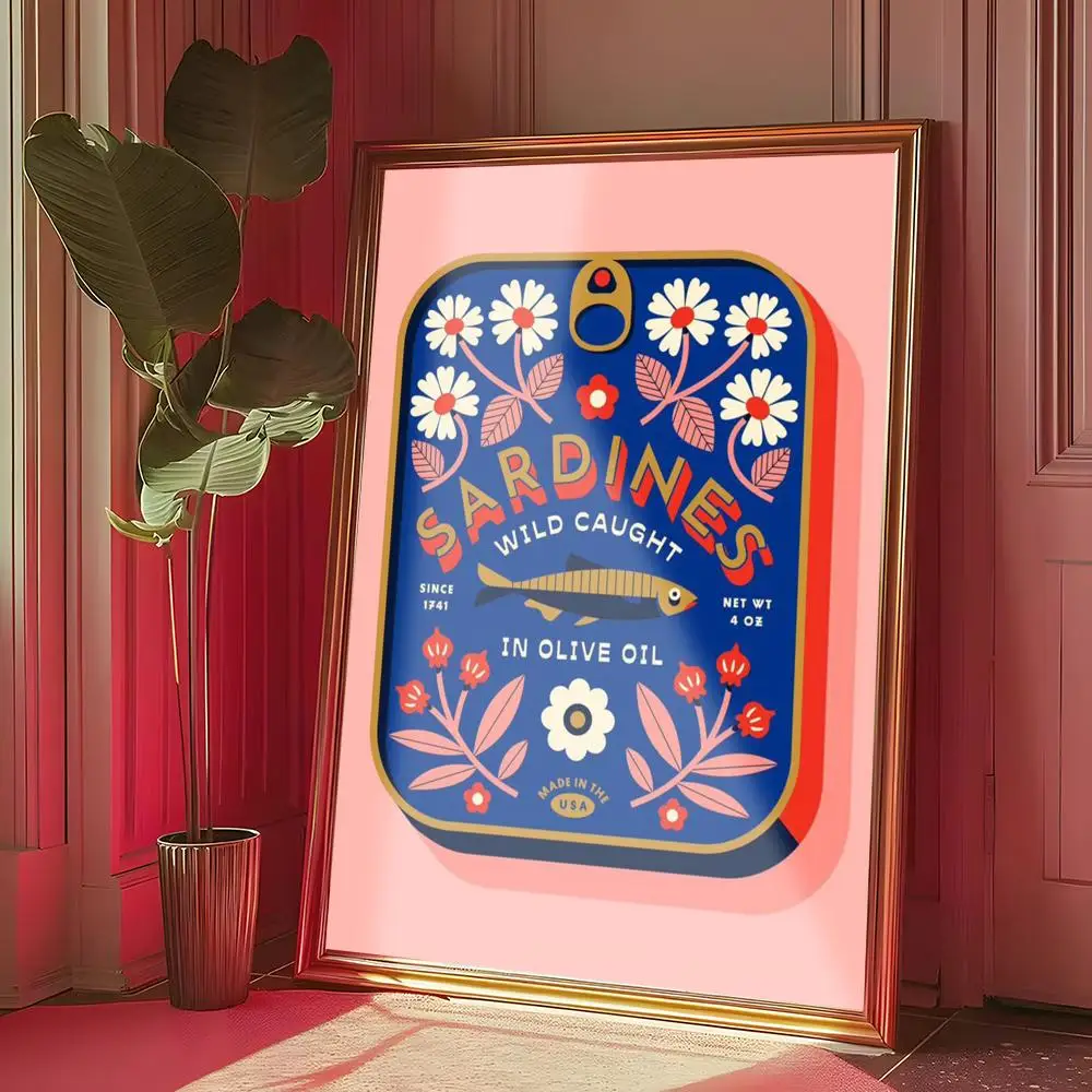 ملصق زهر الكرز الوردي على شكل طماطم سردين، ملصق مثالي ذاتي اللصق لمكتب المسرح المنزلي، ديكور فني جداري، هدية رائعة