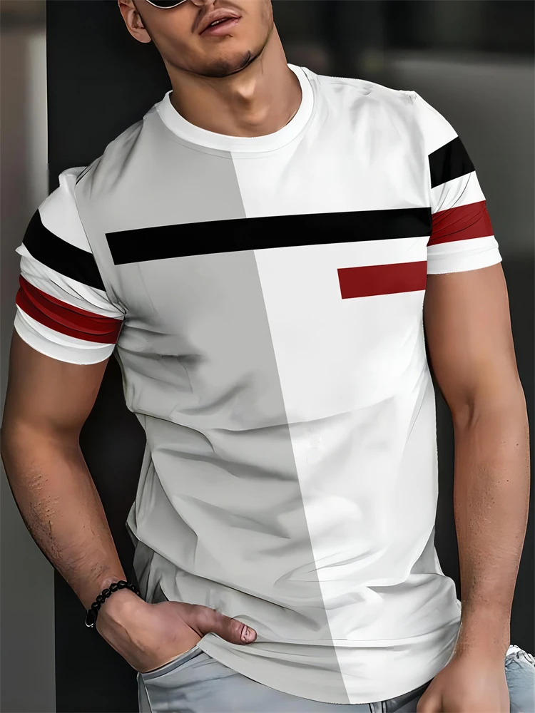

2025 New Arrival Men's Novelty T-Shirt Casual Round Neck 3D Printed Polyester Short Sleeve plus size Men's Top