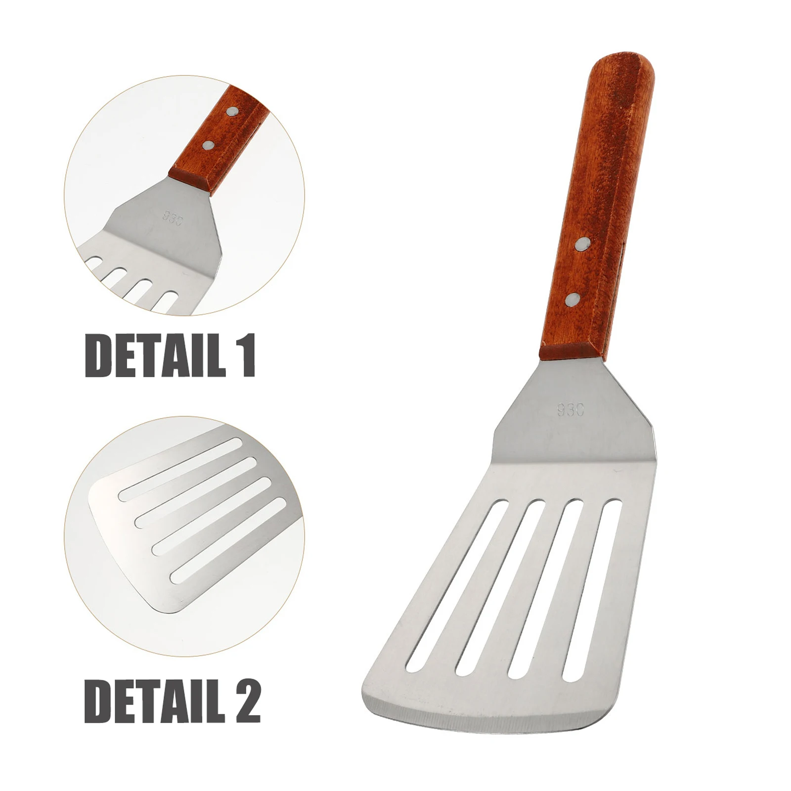 

Stainless Steel Frying Spatula Hollow Edge Slotted Cooking Tool Fish Shovel Steak Turner Wood Handle Kitchen Utensil Practical