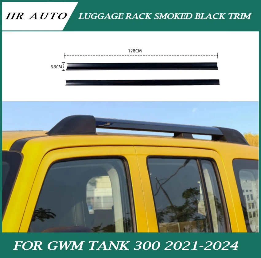 Car Luggage Rack Smoked Black Trim Fit for GWM Tank 300 Hi4-T Auto ABS Bright Black Roof Luggage Rack Trim Exterior Accessories