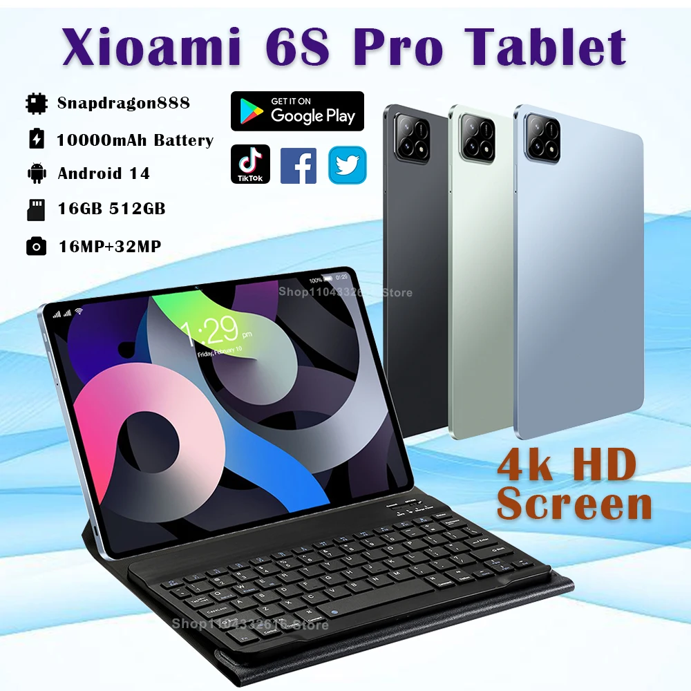 2024 Tablet PC Global Version Xioami Pad 6S Pro 11inch HD 4K Android 14 16GB+1T 20000mAh GPS 5G Dual SIM Bluetooth WiFi Tablet