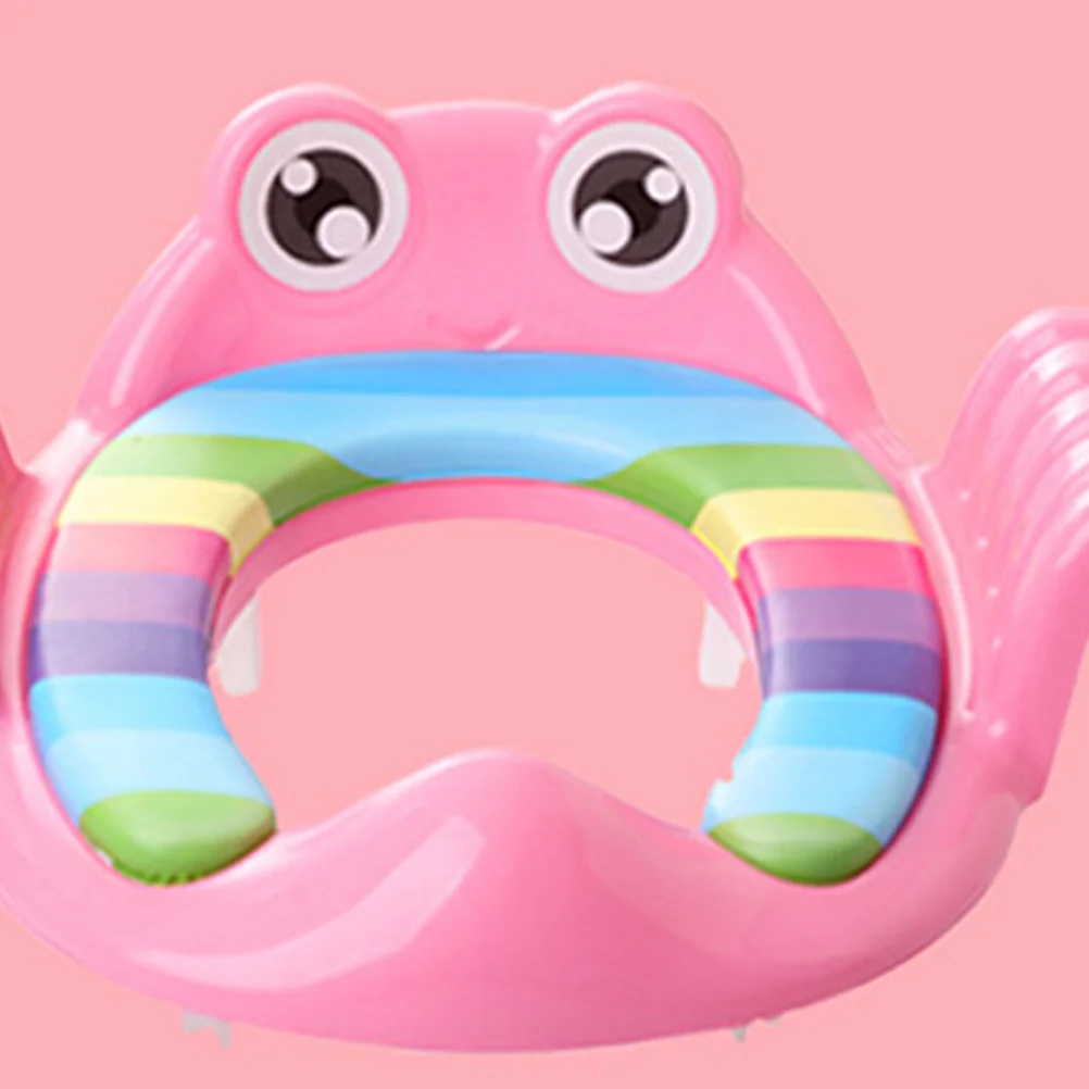 

Cute Cartoon Toddler Toilet Seat Pink Baby Training Potty with Anti-Slip Pads Large Handles Easy Grip Portable Kids Toilet