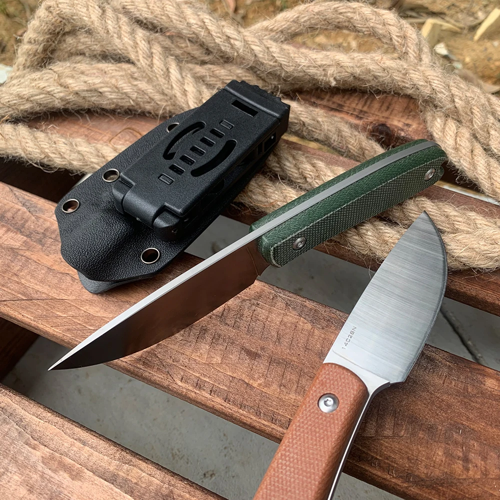 Outdoor Camping Small Straight Knife 14C28N Fixed Blade Knife Tactical Hunting Survival Multipurpose Knives EDC Tools Men Gift