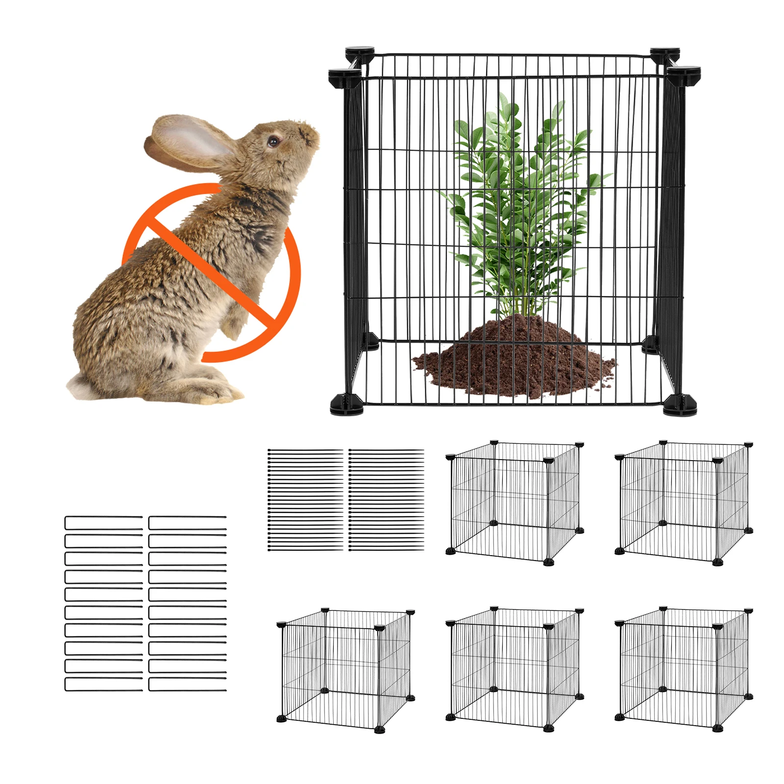 

SucceBuy 5 Pack Plant Protector from Animal 15.35''x15.35'' for Outdoor Plants Flowers Vegetables Prevent Bunny Chicken Squirrel