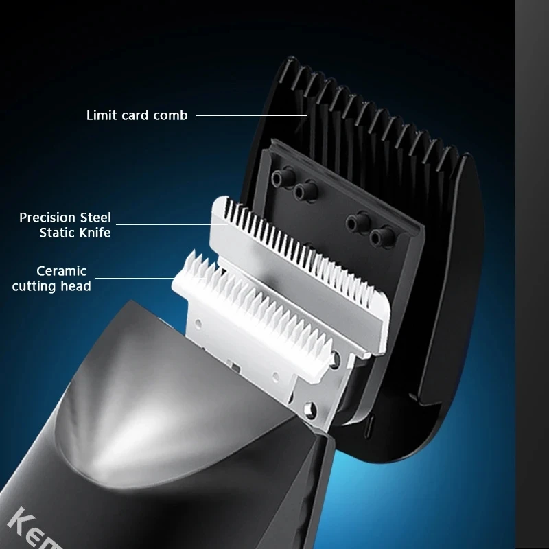 KEMEI 1840 Professioneller Haarschneider für Männer Wasserdichtes Elektrisches Haarschneideset Wiederaufladbare Friseurmaschine mit LCD-Display – Detail 3