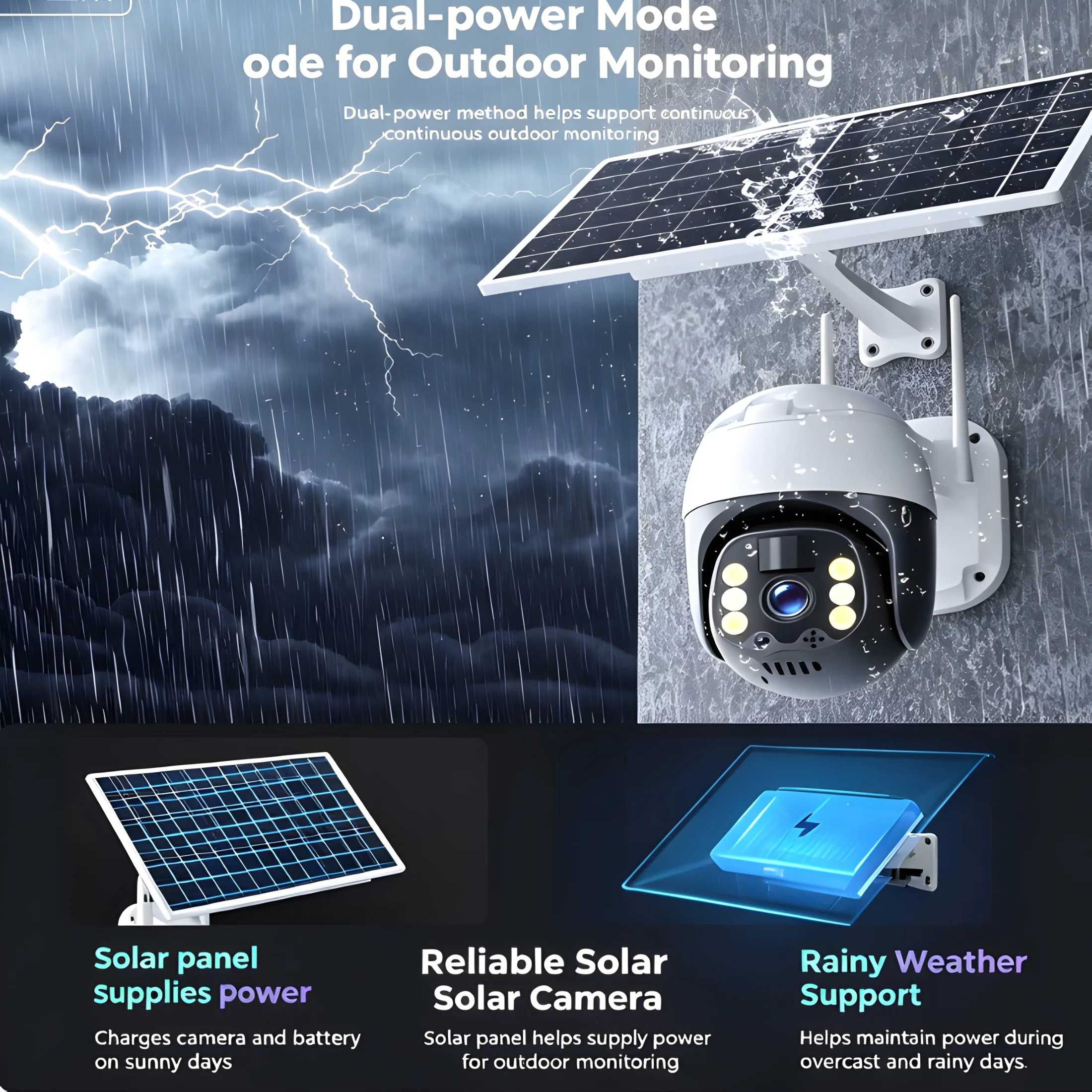 Home Yard Security Cameras - كاميرا أمنية تعمل بالطاقة الشمسية للاستخدام