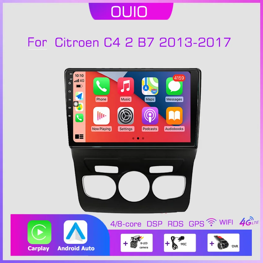 

8GB+128GB Android 13 Carplay Radio For Citroen C4 2 B7 2013-2017 Car stereo Multimedia Player Android Auto GPS navigation 2DIN