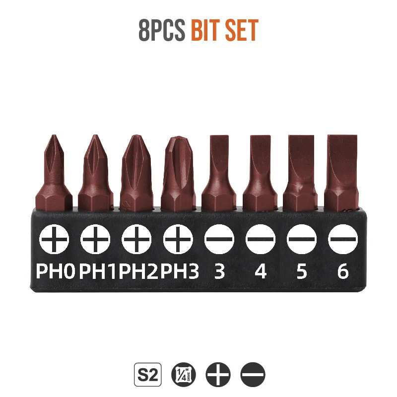 Hi-Spec 8/33pc Screwdriver Bits Phillips Hexagon Shank Anti Slip Screwdriver Bits S2 Slotted Tamper Proof Torx Security Bit Set