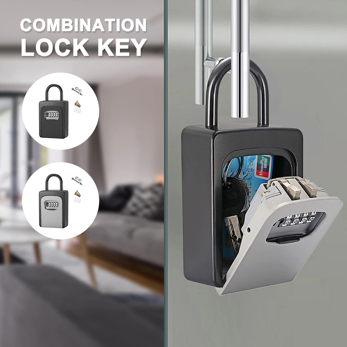 Combinatie Lock Key Stevige Key Lock Box Key Kluis Stevige Resettable Code 4 Digit Combinatie Sleutel Opslag Draagbare Slot doos