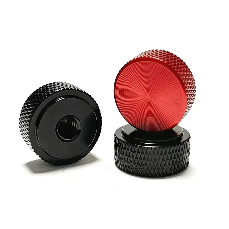 2pcs Thin CD-patterned Hand-tightened Knurled Round Nuts M3 M4 M5 M6 M8 1/4-20 3/8-16 Blind Hole Aluminum Alloy Knob Nuts