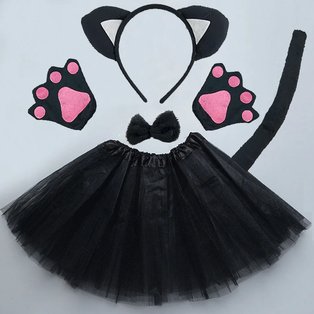 Puntelli per bambini per spettacolo festa di Halloween Cosplay Festival Performance Costume bambini Cute Cat Ears guanti Stage Suit regalo di compleanno