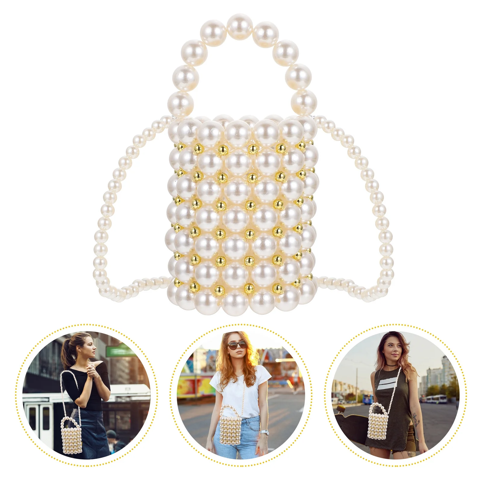 

1 pc Pearl Bag Stylish Straddle Cross-Body Sling For Women Portable Storage Tote Shoulder Diagonal Pouch Moderate Capacity