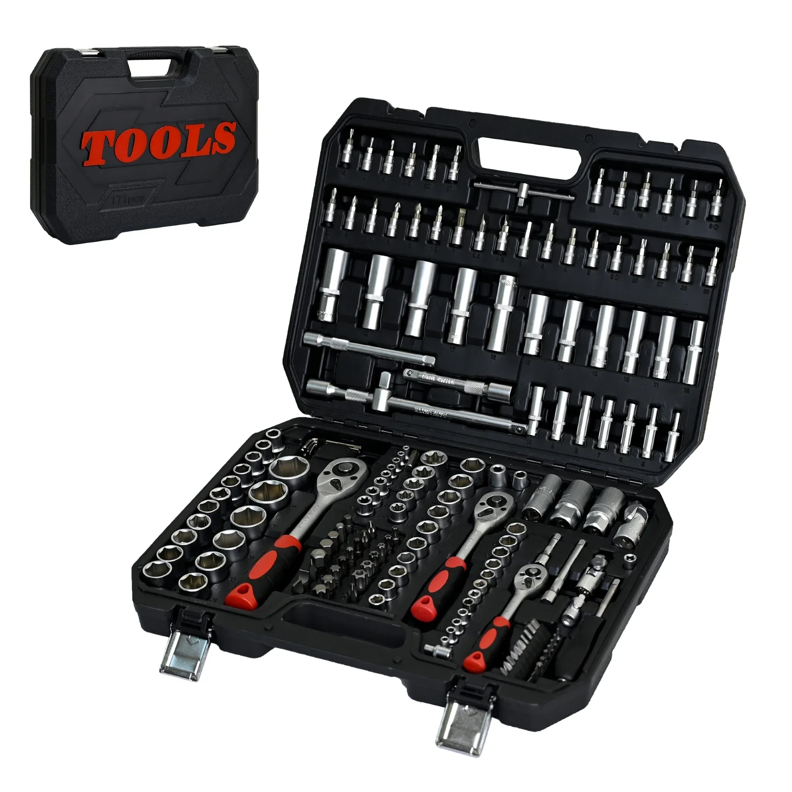 

Tool Set, Tool Box,, 171 Piece Tool Box, Socket and Ratchet Tool Box, Home Automotive Repair Tool Set, For Garage, Repair Shop