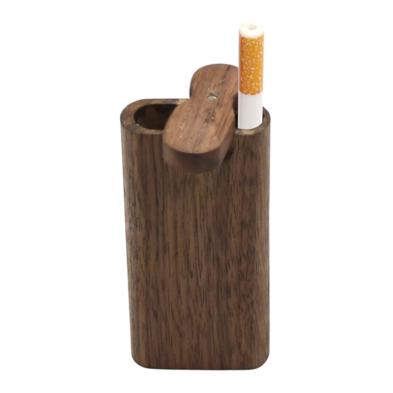 Creative Walnut Cigarette Case Portable Mini Wooden Cigarette Organizer Cigarette Box for Men Tobacco Accessories