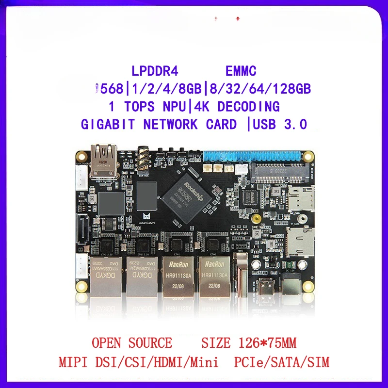 ready to ship  development board LubanCat2N main chip 3568 A55 core 2.0GHz Mali G52 2EE and independent NPU