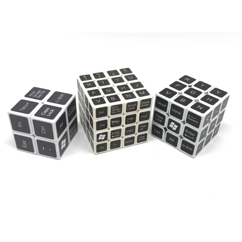 Calvin's Puzzle Cube 2x2x2 3x3x3 4x4x4 Keyboard Cube White Body Magic Cube Children's Educational Toy Games and Puzzles