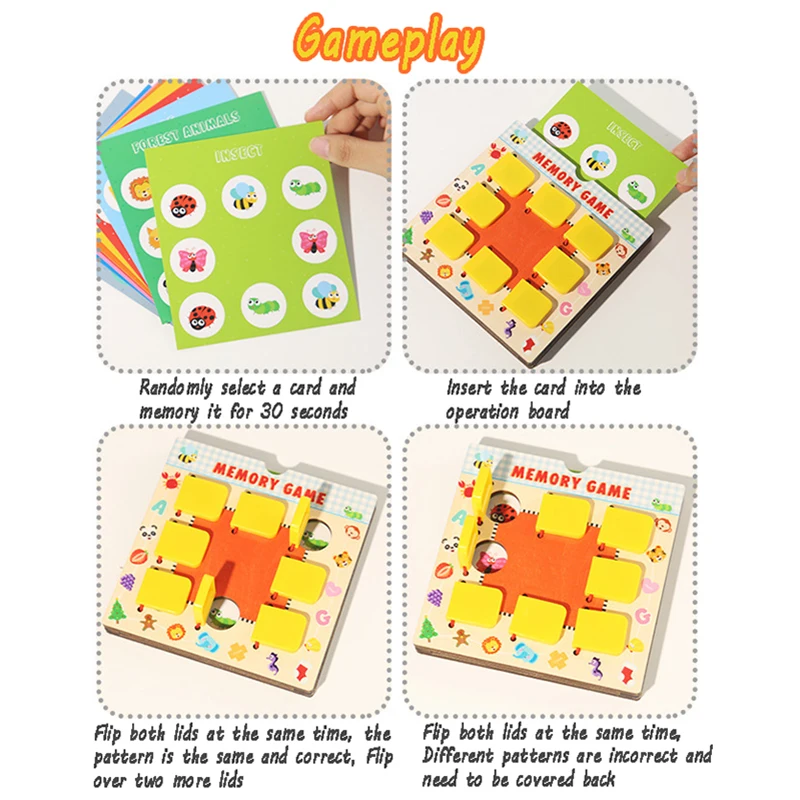 Montessori mainan anak, papan memori Game kreatif pola cocok Logice berpikir otak tantangan intelektual Game mainan pendidikan