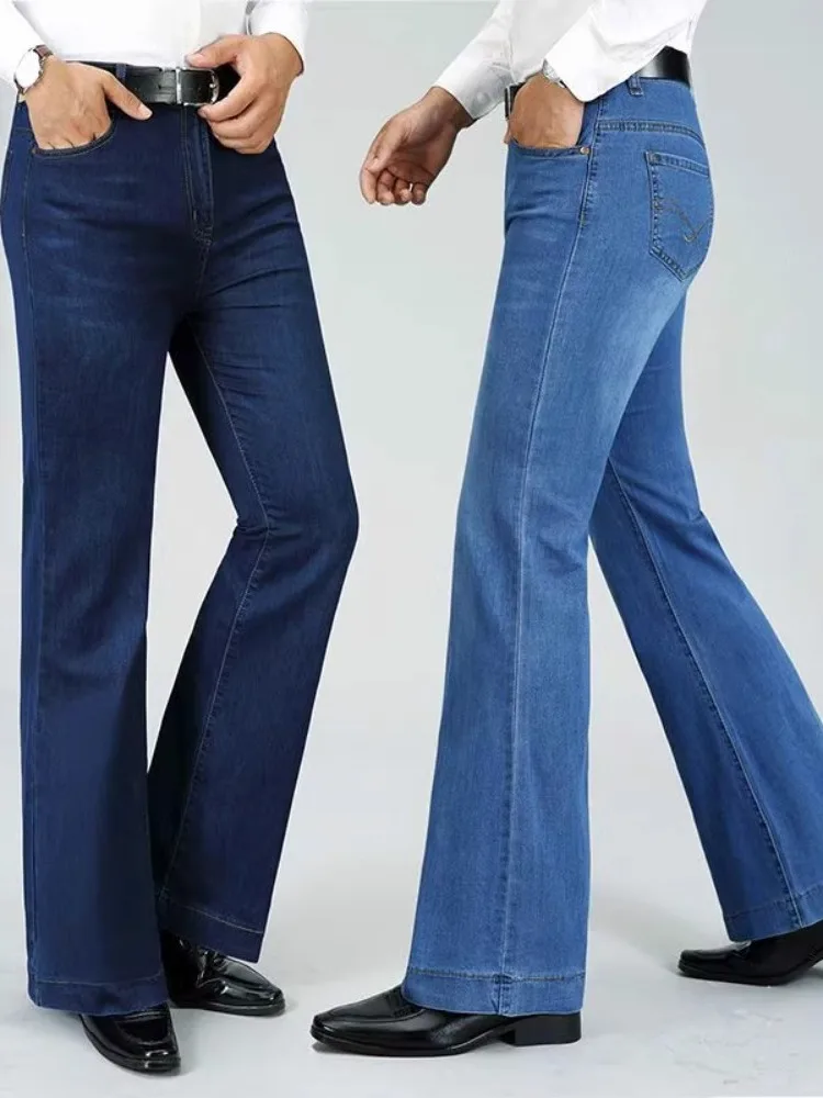 

Men's Fce Lined Stretchy Denim Flared Pants Wide Leg Bootcut Trousers Slim Fit Winter Faionable Casual Sweatpants