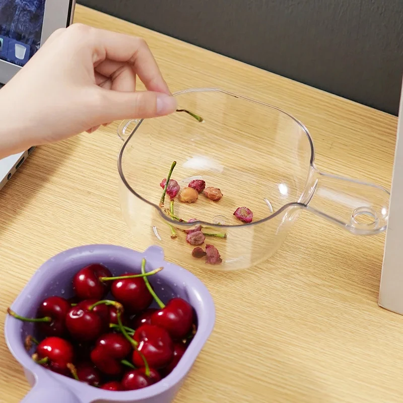 Double Drain Basket with handle,Multi-purpose Storage Drain Basket Household Fruit Vegetable Basket Plastic Drain Basket Acces - Image 5