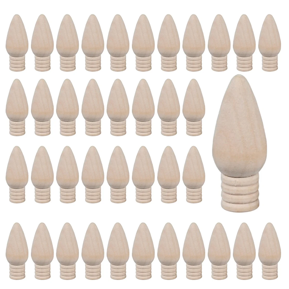 Lâmpada de madeira do Natal, ornamentos de madeira inacabados para artesanato, árvores Supply, 2 Polegada High, 50 pcs